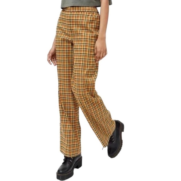 Urban Outfitters Marigold Tartan Plaid Colette Pull-On Trouser Pants Sz S - Picture 1 of 14